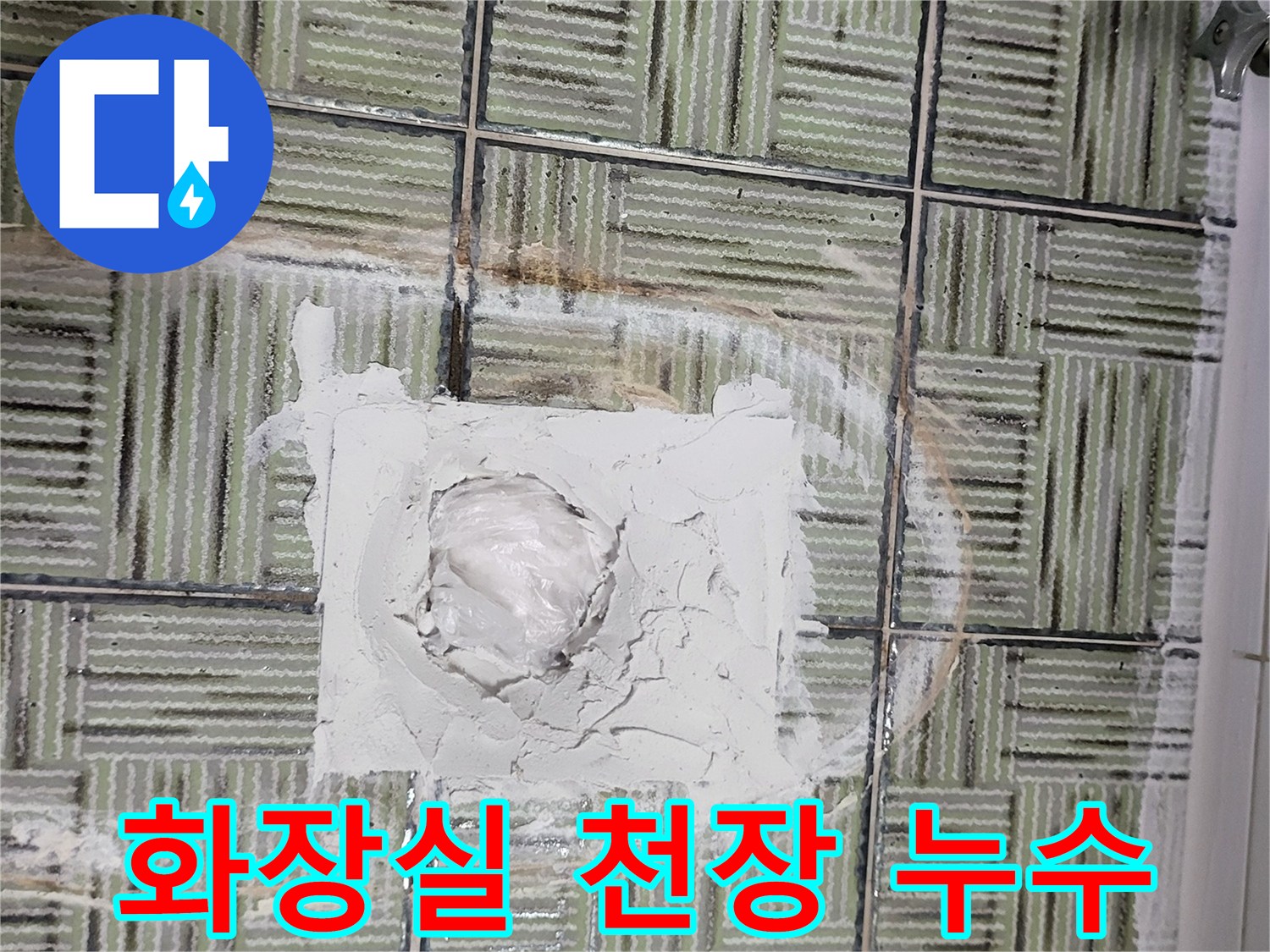 여주 현암동-물샘으로 변색된 화장실 천장 타일