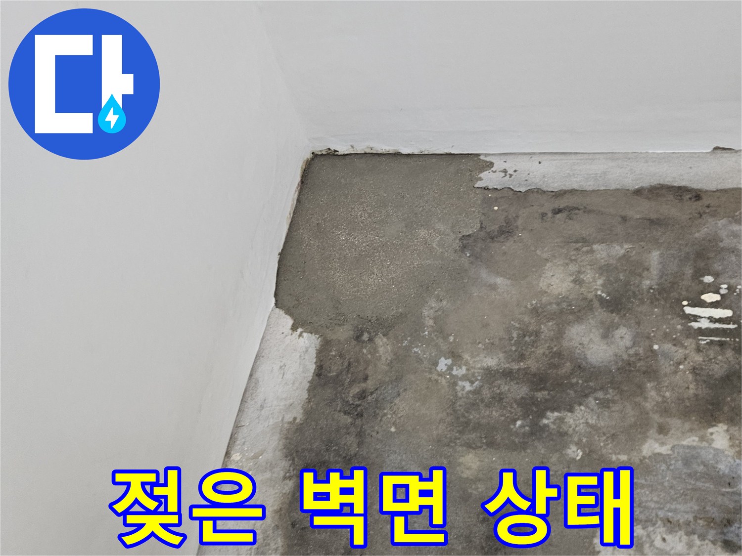 구로 작업 현장-습기가 관찰되는 벽체 하부
