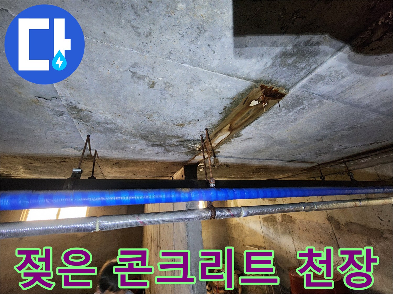 지하-빌라-천장-배관-주변-누수-흔적-사진