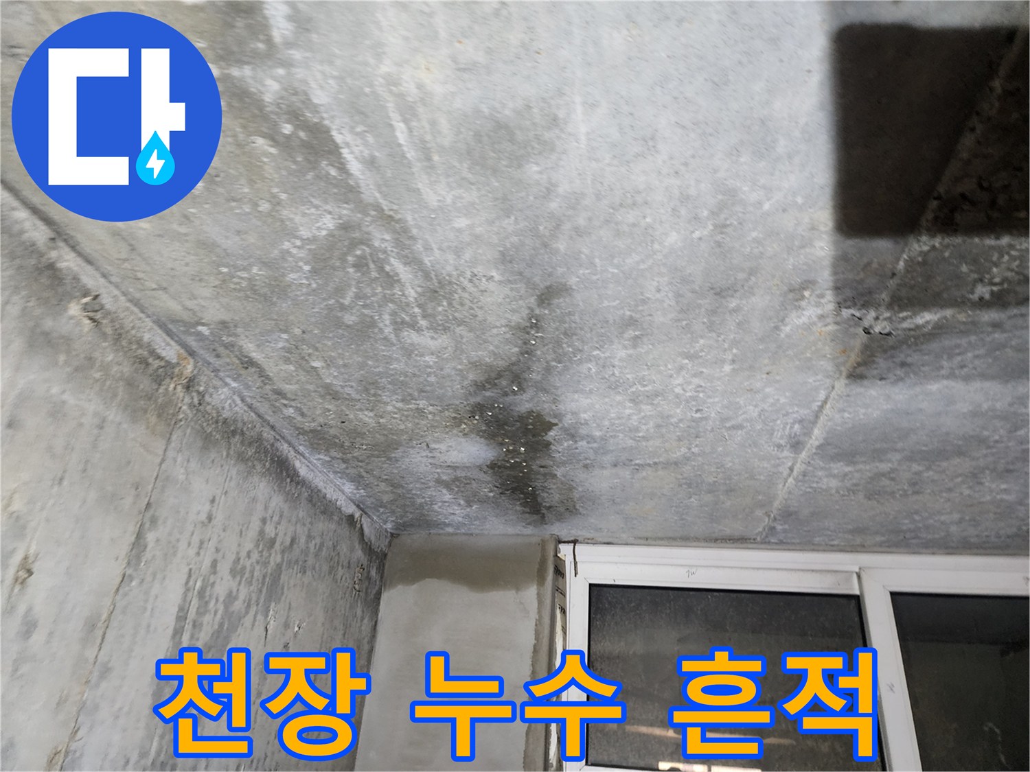 지하 천장 콘크리트의 넓은 범위에 걸친 젖음 현상