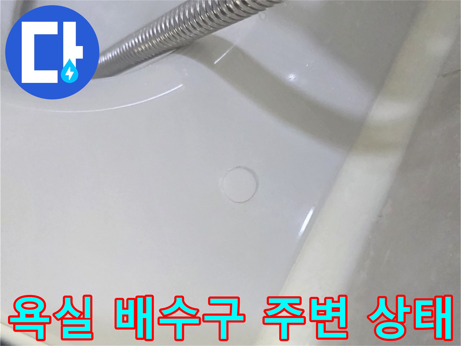 욕실-샤워기-호스와-배수구-근처-물기-확인