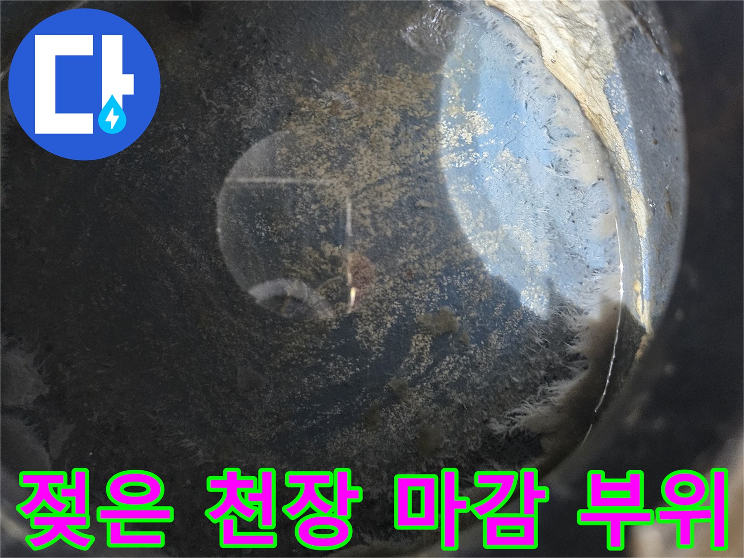 천장재 내부의-물기 침투와 젖은 흔적