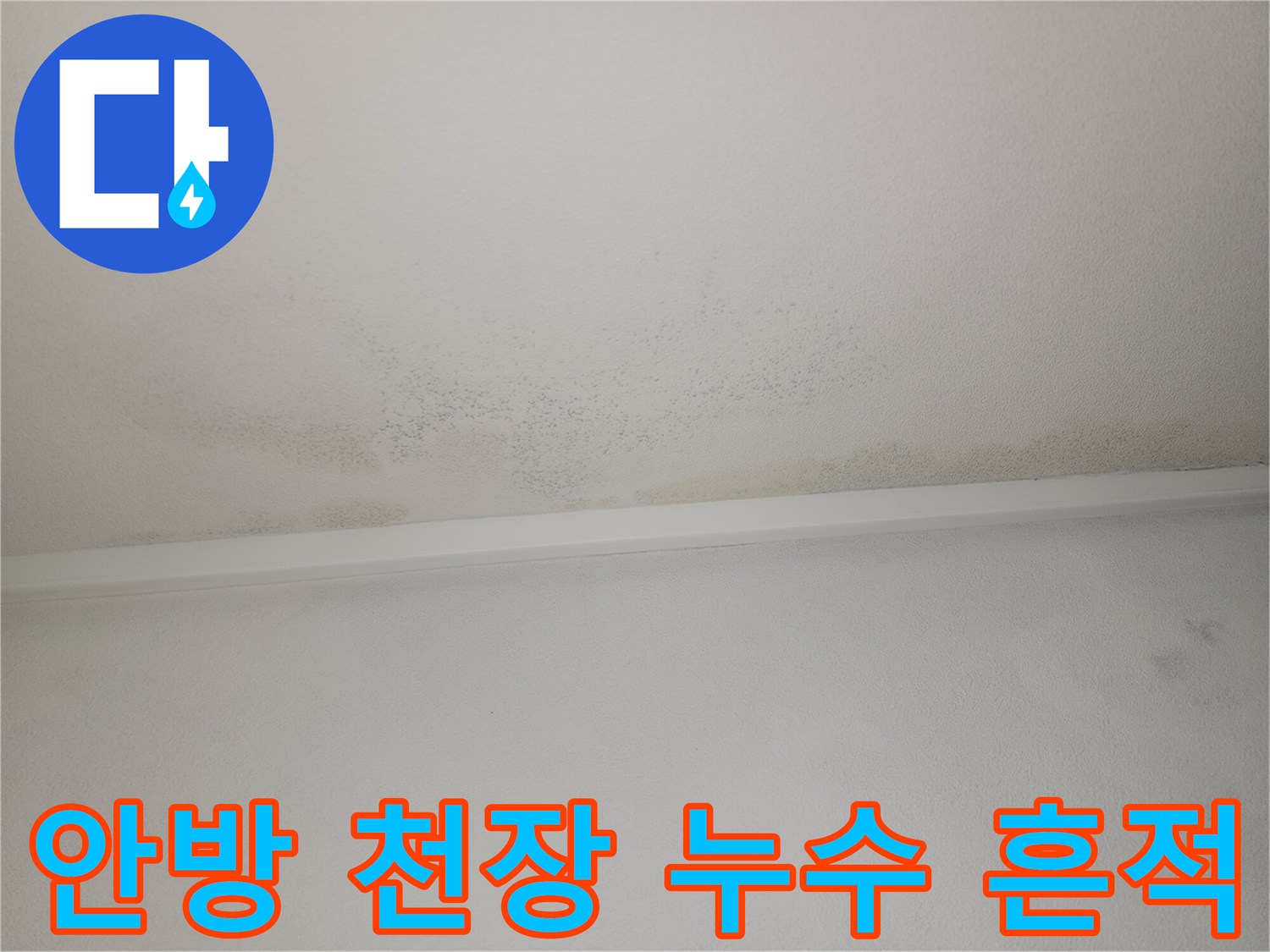 도화동 아파트-안방 천장에 발생한 누수 얼룩과 변색 상태