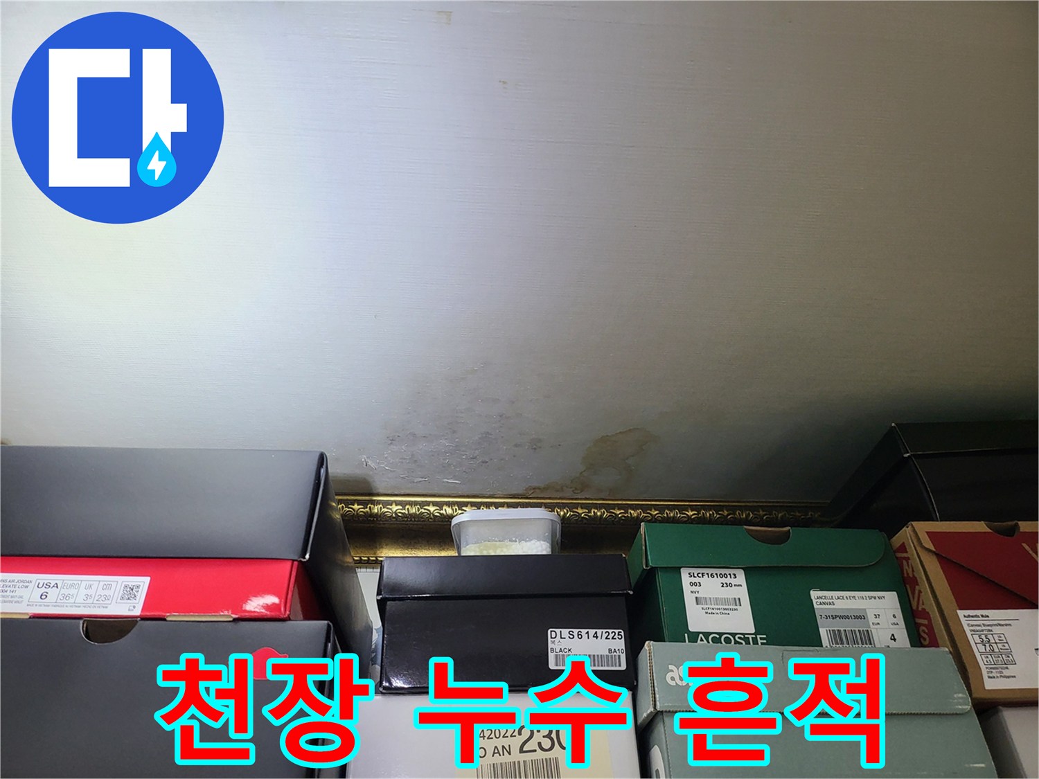 천장과 벽이 만나는 지점의 습기 얼룩
