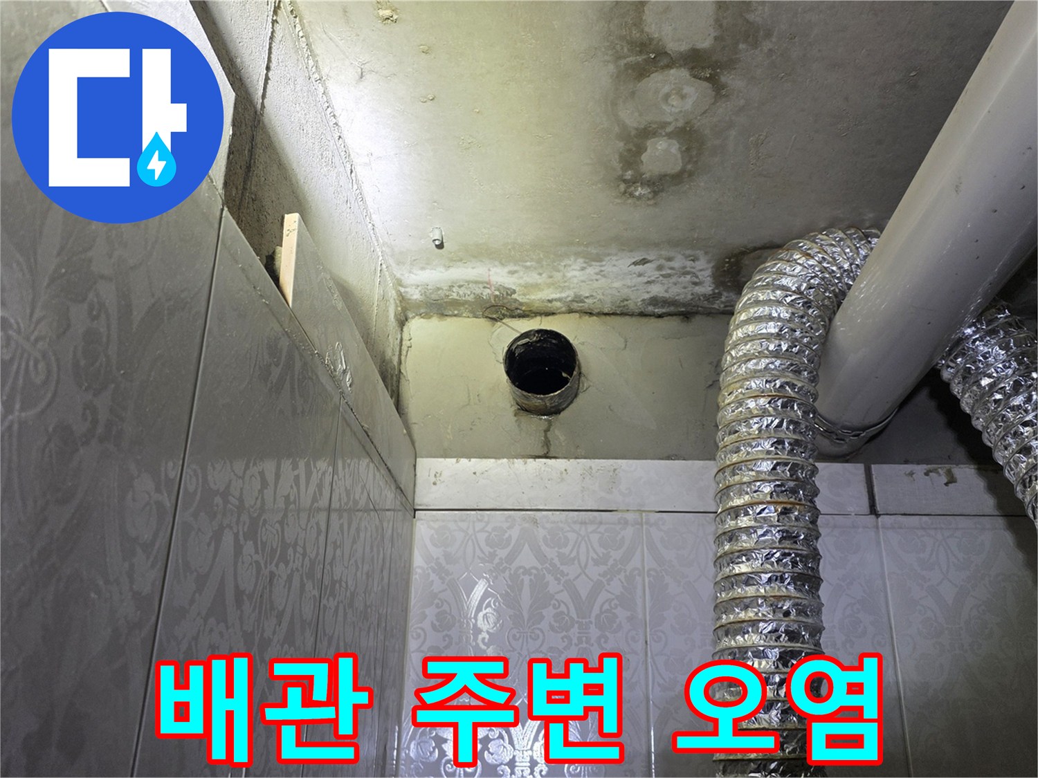 천장-배관-연결부의-습기-및-오염-상태-확인