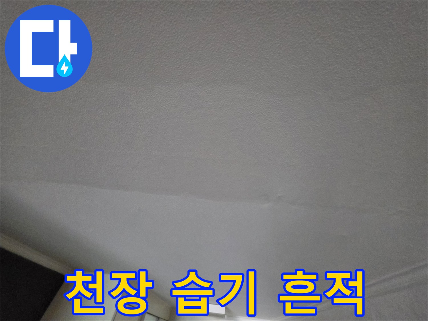 천장 마감재에 나타난 넓은 범위의 물자국