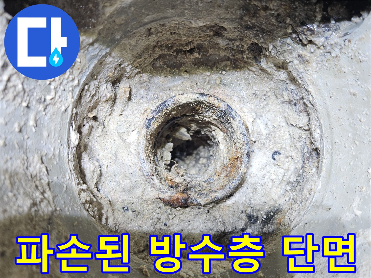 깨져있는-배수구-주변-방수층