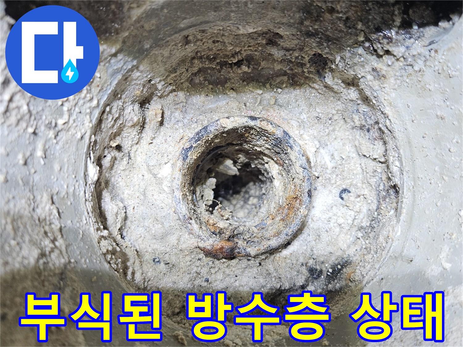 배수구-내부-방수층-파손-및-오염-현황