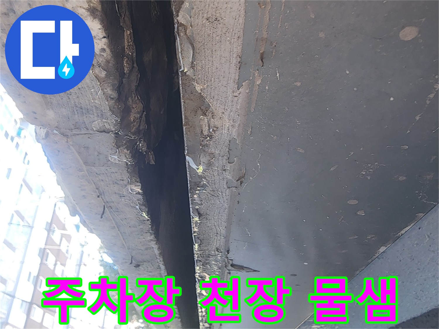 강남구 대치동-주차장 천장 틈새로 물이 스며드는 모습